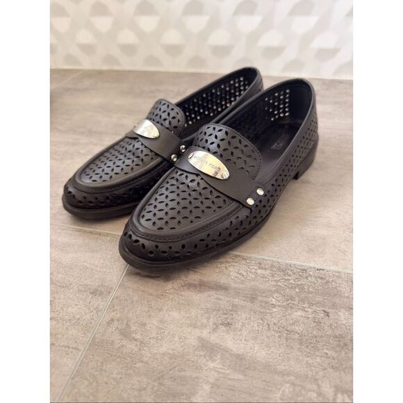 Michael Kors Shoes - Michael Kors Finley womens black leather perforated loafers size 7M